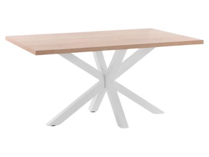 Dubový jídelní stůl Kave Home Argo 160 x 100 cm s bílou kovovou podnoží