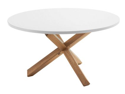 Bílý lakovaný kulatý jídelní stůl Kave Home Lotus 135 cm