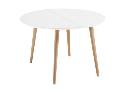 Bílý lakovaný rozkládací jídelní stůl Kave Home Oqui 120/200 x 120 cm
