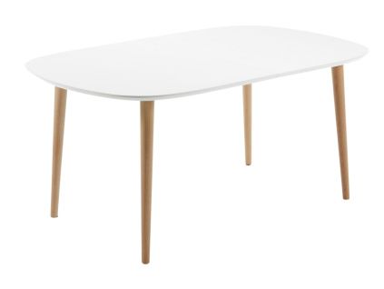 Bílý lakovaný rozkládací jídelní stůl Kave Home Oqui 160/260 x 100 cm