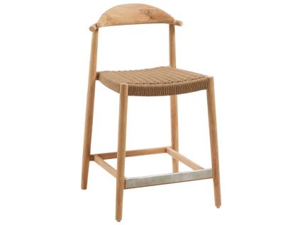 Dřevěná barová židle Kave Home Nina 62 cm s hnědým výpletem