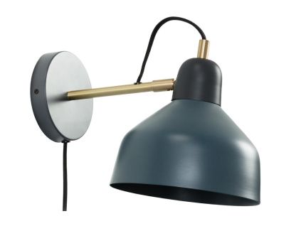 Modro-šedé kovové nástěnné světlo Kave Home Olimpia 18,5 cm