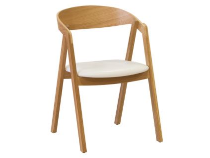 Přírodní dubové křeslo Henry s bílou koženkou