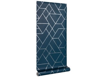 Tmavě modrá tapeta na zeď Kave Home Gea 10 x 0,5 m