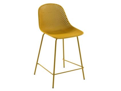 Žlutá plastová barová židle Kave Home Quinby 65 cm