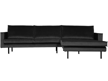 Sametová rohová pohovka Raden 300 cm, pravá