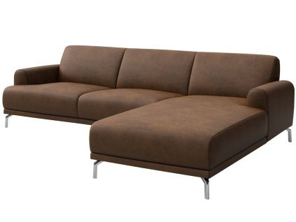Hnědá rohová koženková pohovka MESONICA Puzo II, pravá, 240 cm