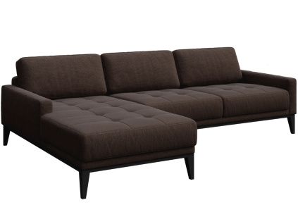 Hnědá látková rohová pohovka MESONICA Musso Tufted I, levá, 248 cm