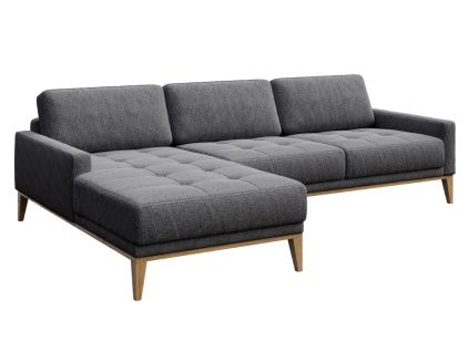 Tmavě šedá látková rohová pohovka MESONICA Musso Tufted I, levá, 248 cm