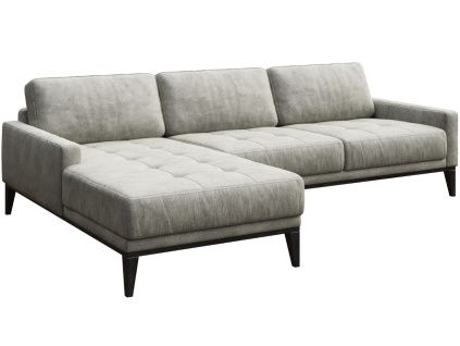 Šedá koženková rohová pohovka MESONICA Musso Tufted, levá, 248 cm