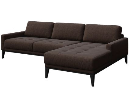 Hnědá látková rohová pohovka MESONICA Musso Tufted I, pravá, 248 cm