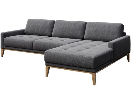 Tmavě šedá látková rohová pohovka MESONICA Musso Tufted I, pravá, 248 cm