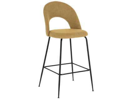 Hořčicově žlutá látková barová židle Kave Home Mahalia 63 cm