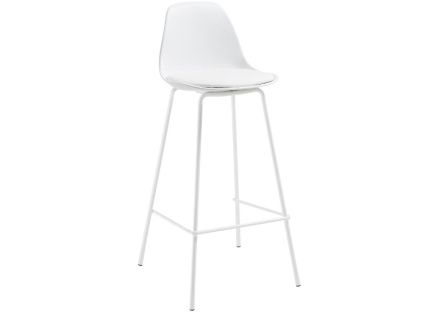 Bílá koženková barová židle Kave Home Brighter 65 cm