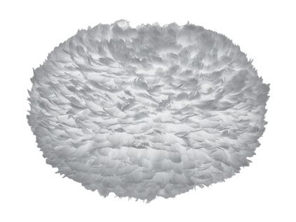 Světle šedé závěsné světlo Eos XL z pravých husích per Ø 75 cm
