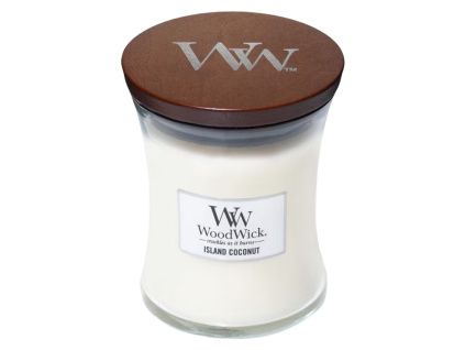 Střední vonná svíčka WoodWick, Island Coconut