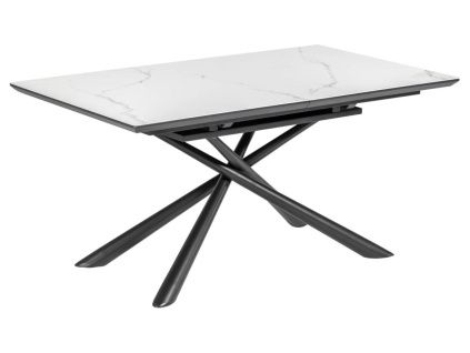 Bílý skleněný rozkládací jídelní stůl Kave Home Theone s mramorovým dekorem 160-210 x 90 cm