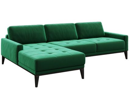 Zelená sametová rohová pohovka MESONICA Musso Tufted, levá, 248 cm
