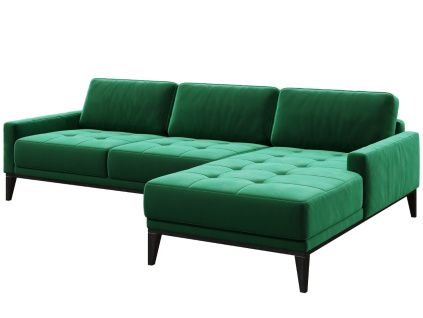 Zelená sametová rohová pohovka MESONICA Musso Tufted, pravá, 248 cm