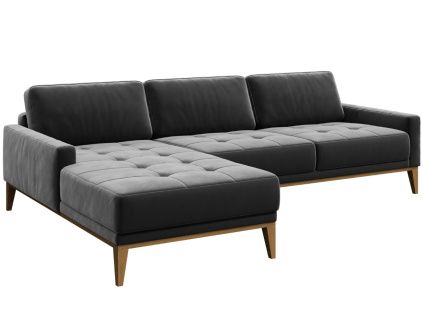 Tmavě šedá sametová rohová pohovka MESONICA Musso Tufted, levá, 248 cm