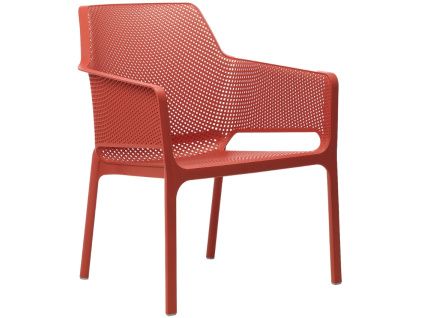 Červené plastové zahradní křeslo Net Relax