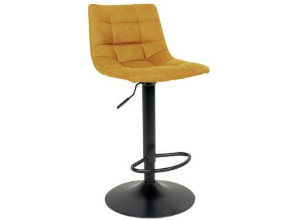Žlutá sametová barová židle Nellie 63-83 cm