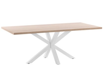 Dubový jídelní stůl Kave Home Argo 180 x 100 cm s bílou kovovou podnoží