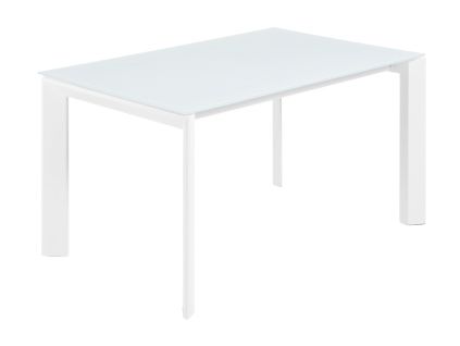 Bílý skleněný rozkládací jídelní stůl Kave Home Axis 140/200 x 90 cm