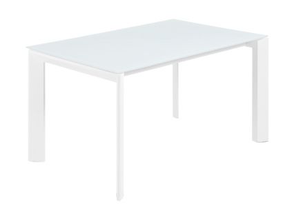 Bílý skleněný rozkládací jídelní stůl Kave Home Axis 160/220 x 90 cm