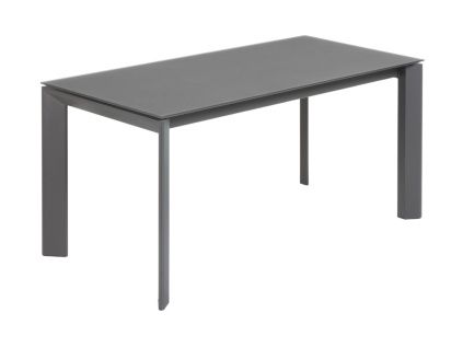 Tmavě šedý skleněný rozkládací jídelní stůl Kave Home Axis 160/220x90 cm