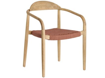Dřevěná jídelní židle Kave Home Nina s červeným výpletem
