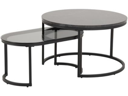 Set dvou černých konferenčních stolků Sprut 70/70 x 70/40 cm
