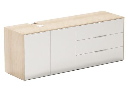 Matně bílá dubová kancelářská komoda Thor 161,8 x 46,5 cm