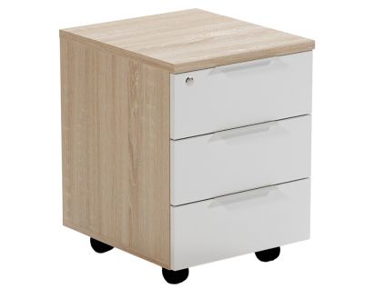 Matně bílý dubový kancelářský kontejner Thor 42,2 x 56,2 cm