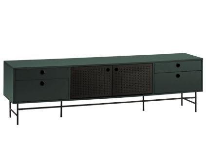 Tmavě zelený lakovaný TV stolek Teulat Punto 180 x 40 cm