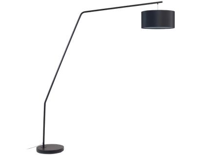 Černá kovová stojací lampa s bavlněným stínidlem Kave Home Ciana 221,5 cm