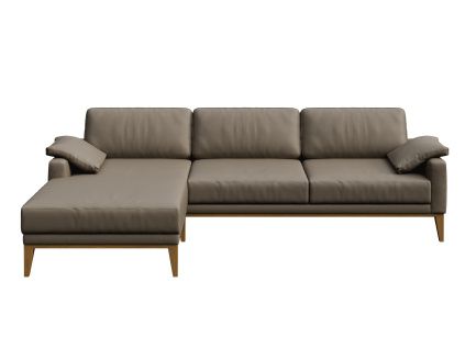 Světle hnědá kožená rohová pohovka MESONICA Musso, levá, 248 cm