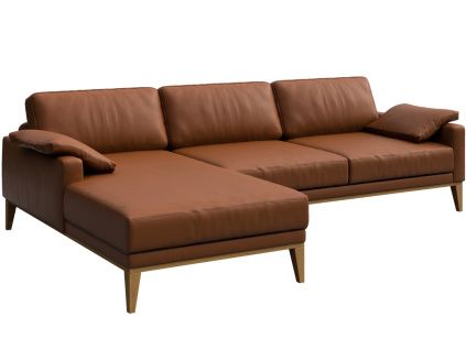 Hnědá kožená rohová pohovka MESONICA Musso, levá, 248 cm