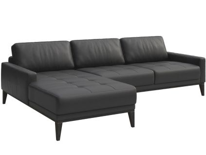 Tmavě šedá kožená rohová pohovka MESONICA Musso Tufted, levá, 248 cm