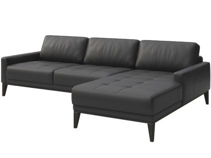 Tmavě šedá kožená rohová pohovka MESONICA Musso Tufted, pravá, 248 cm