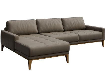 Světle hnědá kožená rohová pohovka MESONICA Musso Tufted, levá, 248 cm