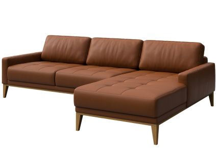 Hnědá kožená rohová pohovka MESONICA Musso Tufted, pravá, 248 cm