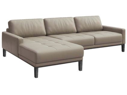 Šedá kožená rohová pohovka MESONICA Musso Tufted, levá, 248 cm
