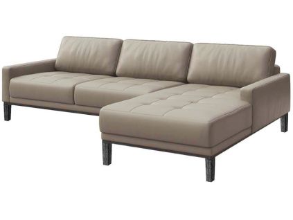 Šedá kožená rohová pohovka MESONICA Musso Tufted, pravá, 248 cm