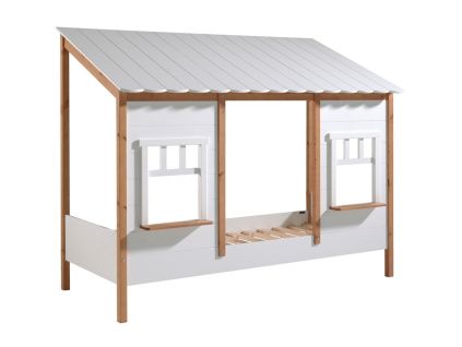 Bílá dřevěná dětská postel Vipack Housebed 90 x 200 cm