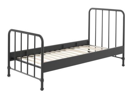 Matně černá kovová postel Vipack Bronxx 90 x 200 cm