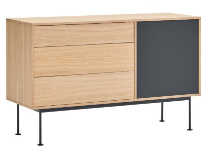 Antracitově šedá dubová komoda Teulat Yoko 128 x 45 cm