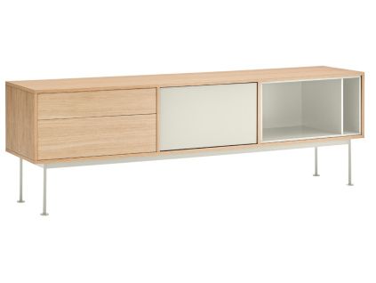 Krémově bílý dubový TV stolek Teulat Yoko 180 x 40 cm