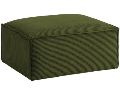 Zelený manšestrový taburet Kave Home Blok 90 x 70 cm