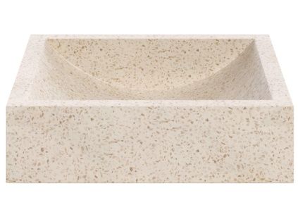 Bílé hranaté terrazzo umyvadlo na desku Kave Home Delina 45 x 40 cm